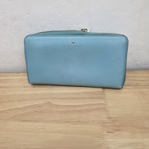 Kate Spade New York Round Zipper Wallet Cedar Street Lacey Light Blue - Picture 10 of 10